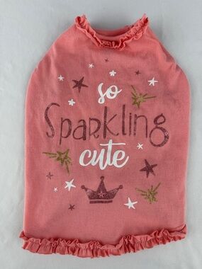 Top Paw Pink "So Sparkling Cute" Ruffled Dog Shirt